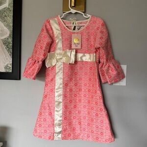 Mia Belle Girls Ivory and Pink A-Line Present Dress